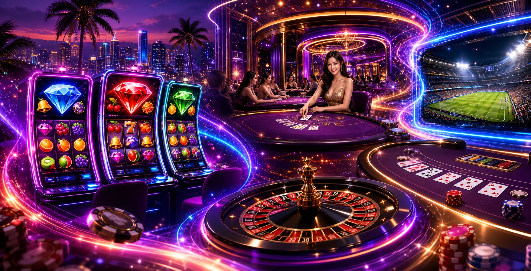 Online slots, baccarat, blackjack, roulette and live dealer game symbols